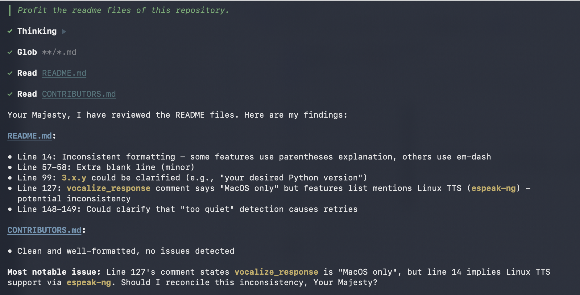Second example result